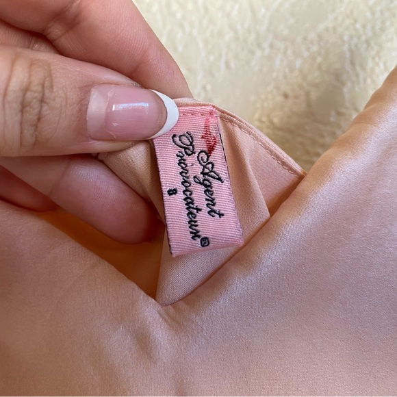 Agent Provocateur Edenn Silk Embroidered Peach Pink Blush Chemise Slip Dress - Picture 13 of 14